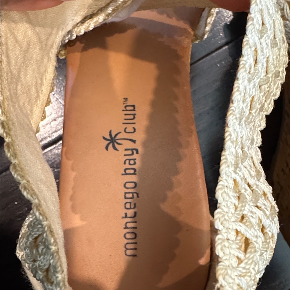 Montego Bay Club Tally beige woven wedge sandal Size 9.5 - Picture 6 of 7